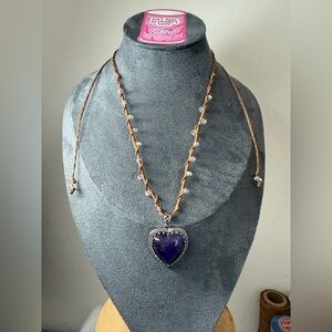 Handmade Macrame Amethyst heart-shape pendant necklace